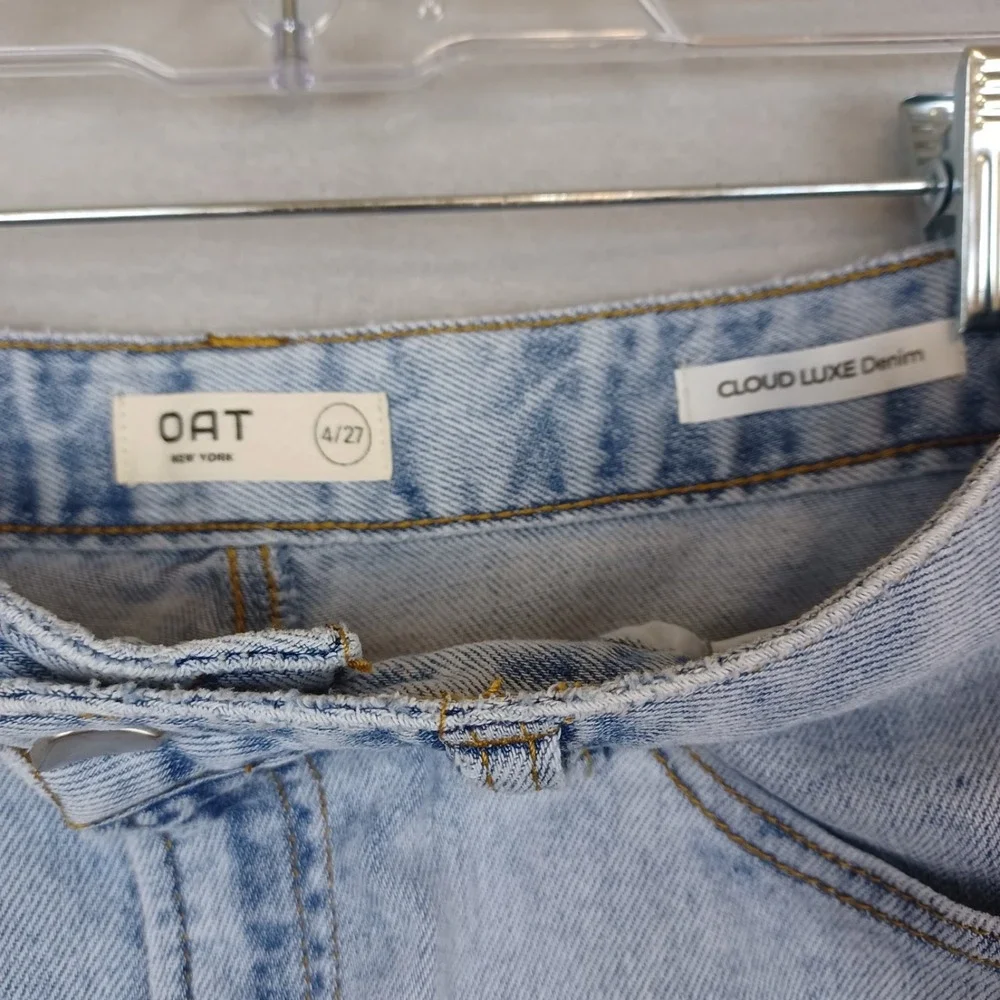 OAT New York  Jeans Womens 4/27 Cloud Luxe Denim High Rise Wide Leg Light Wash